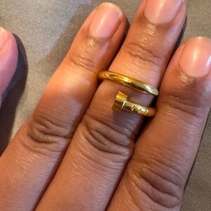 Elegant Gold-Tone Nail Ring